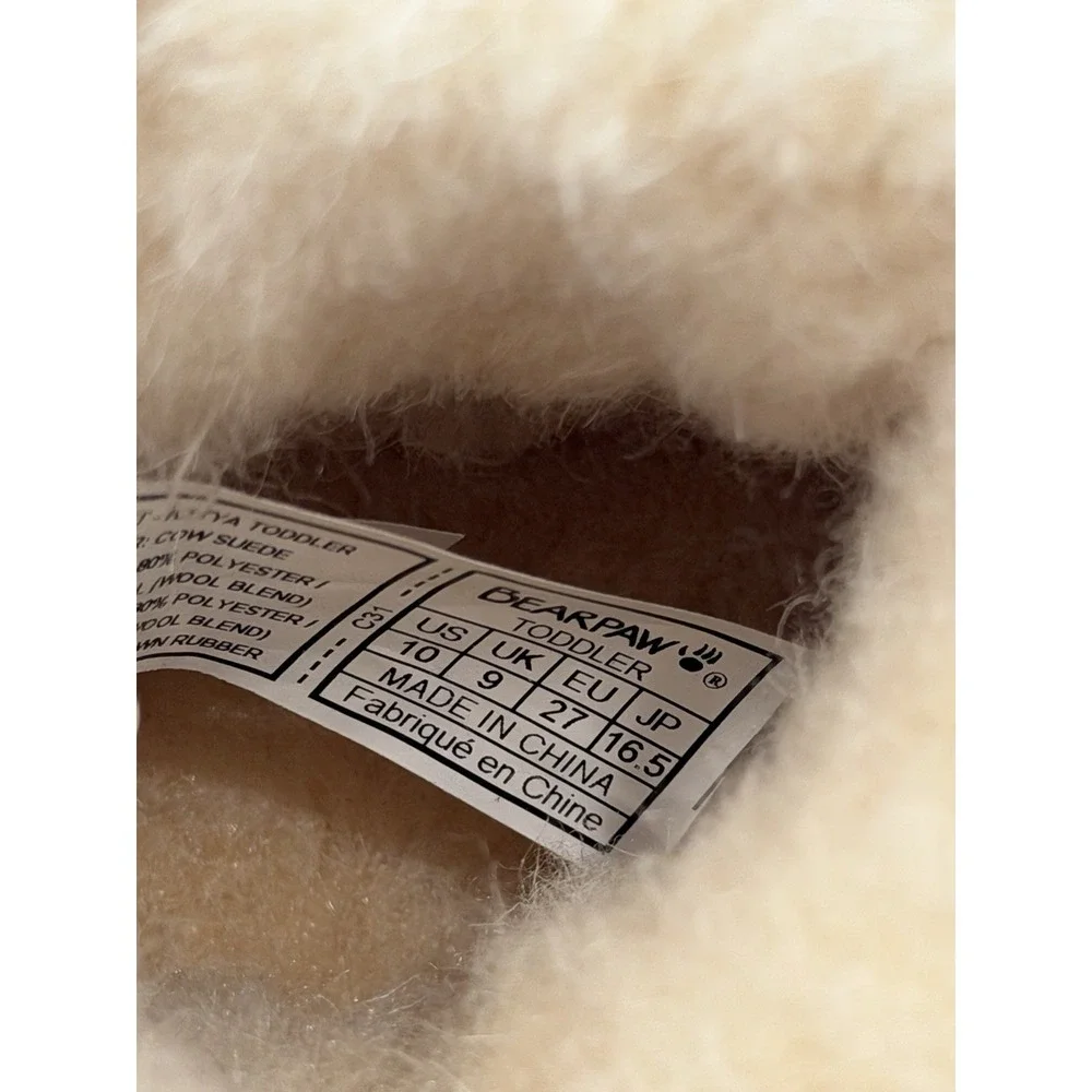 BEARPAW Katya Toddler Suede Faux Fur Lined Ankle Booties Buckle US 10 Fur lined